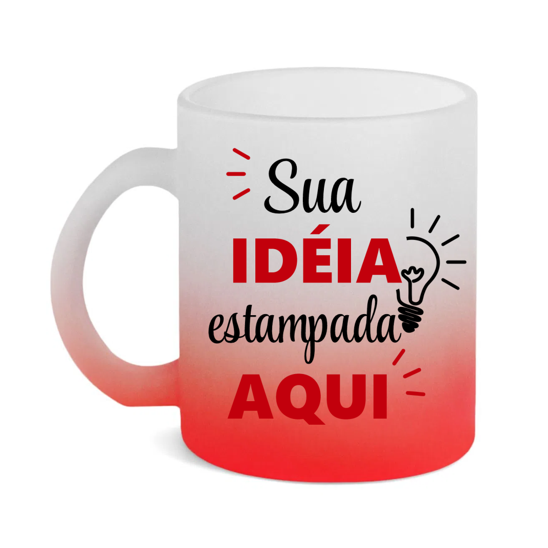 Caneca Vidro Jateado Colorido